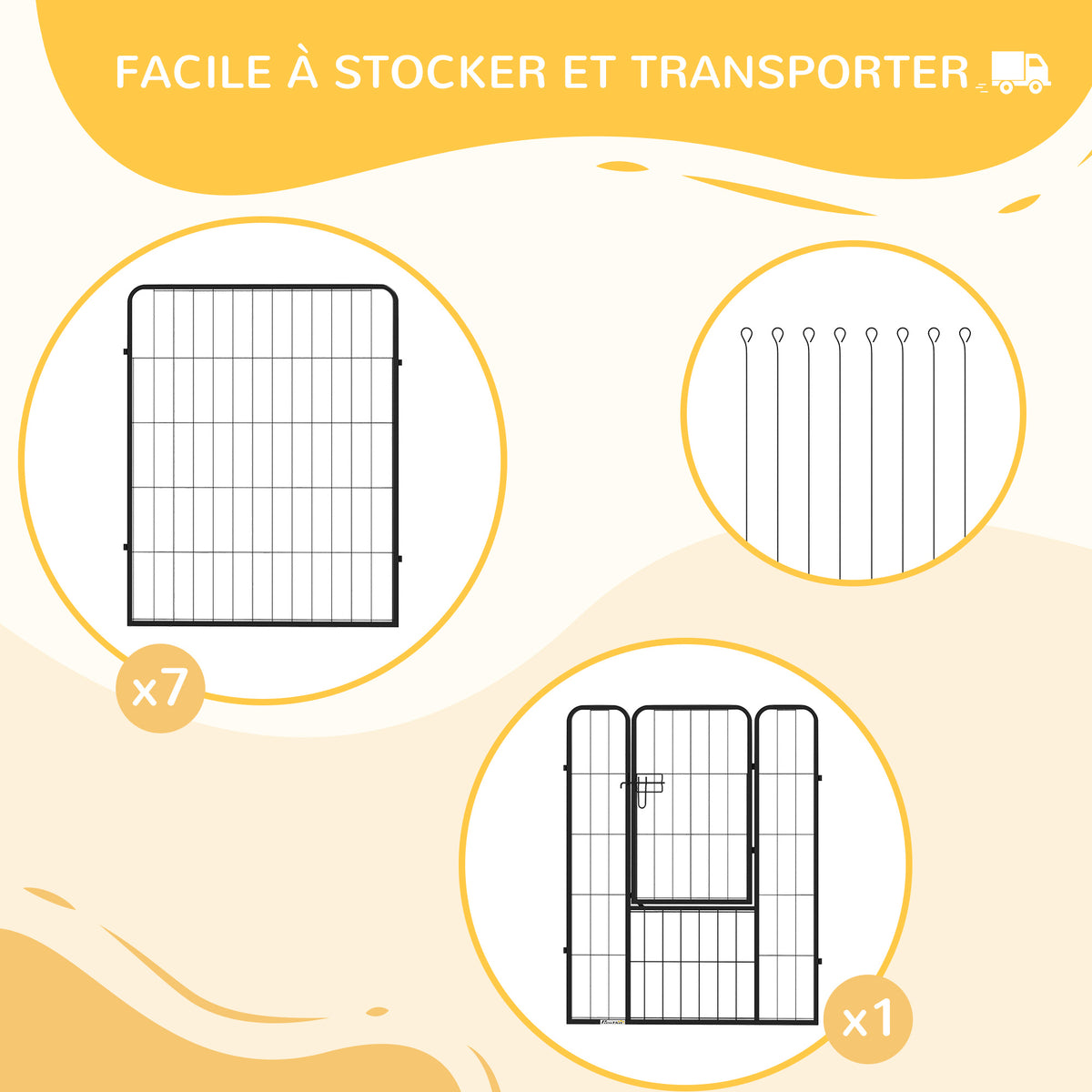 Luxe parc enclos modulable acier époxy porte verrouillable pour chiens, lapins, rongeurs, petits animaux, intérieur et extérieur 80 x 100 cm noir-4