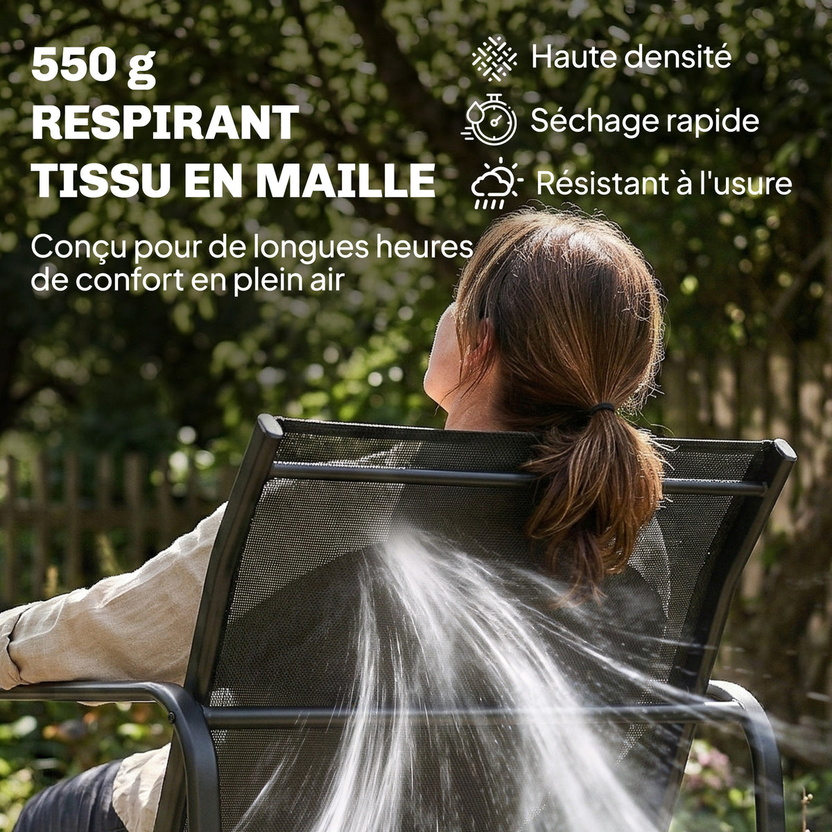 Salon de jardin 4 pièces avec canapé, fauteuils et table basse, gris foncé et noir-4
