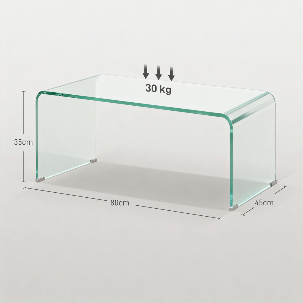 Table basse en verre table de salon rectangulaire design moderne en verre trempé avec bords arrondis sûrs transparent-2