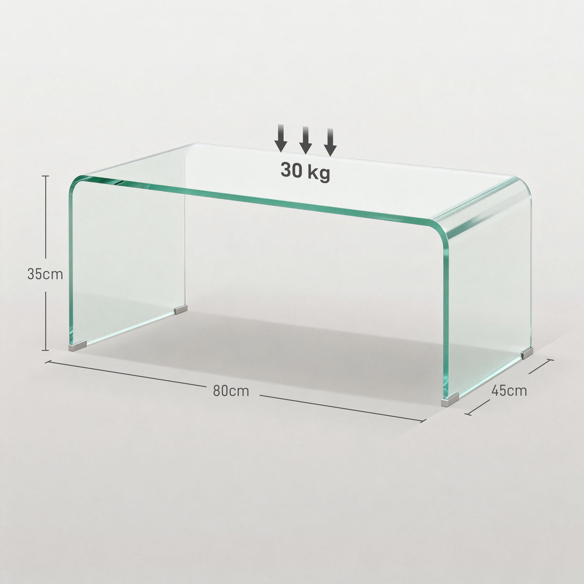 Table basse en verre table de salon rectangulaire design moderne en verre trempé avec bords arrondis sûrs transparent-2