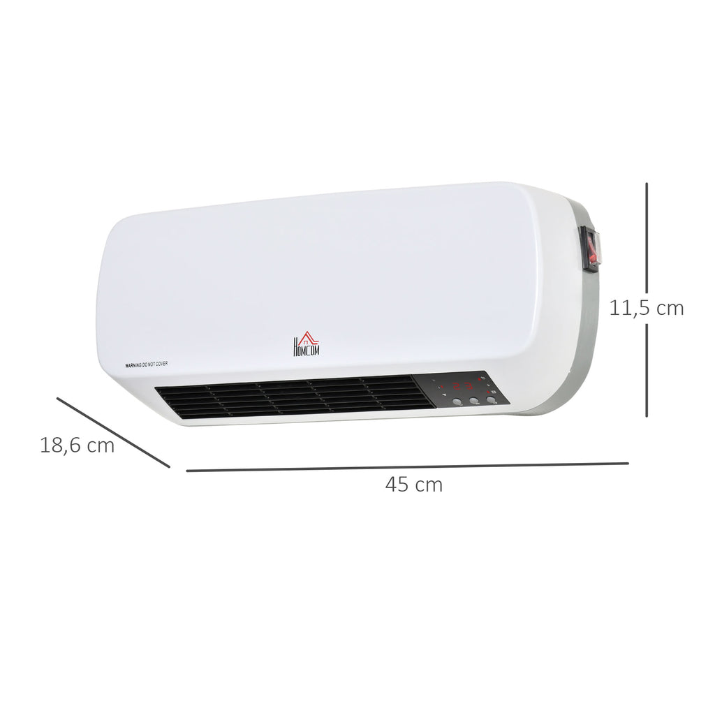Radiateur mural soufflant 2000 W - chauffage céramique PTC - 3 niveaux de puissance - télécommande incluse blanc noir-2