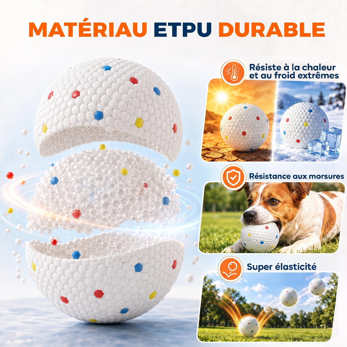 Lot de 6 Balles pour Chien en ETPU Compatibles avec Lanceur Automatique Flottantes et Rebondissantes Ø 58 mm Blanc-4