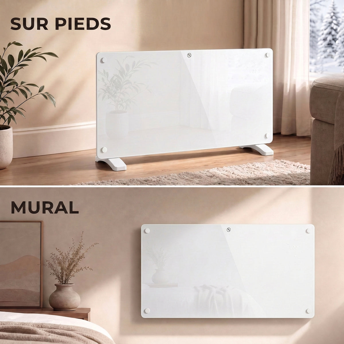 Radiateur Électrique Connecté WiFi 2000 W, Chauffage Convecteur Sur Pied ou Mural, Télécommande, Écran LED, 15-22m²-6
