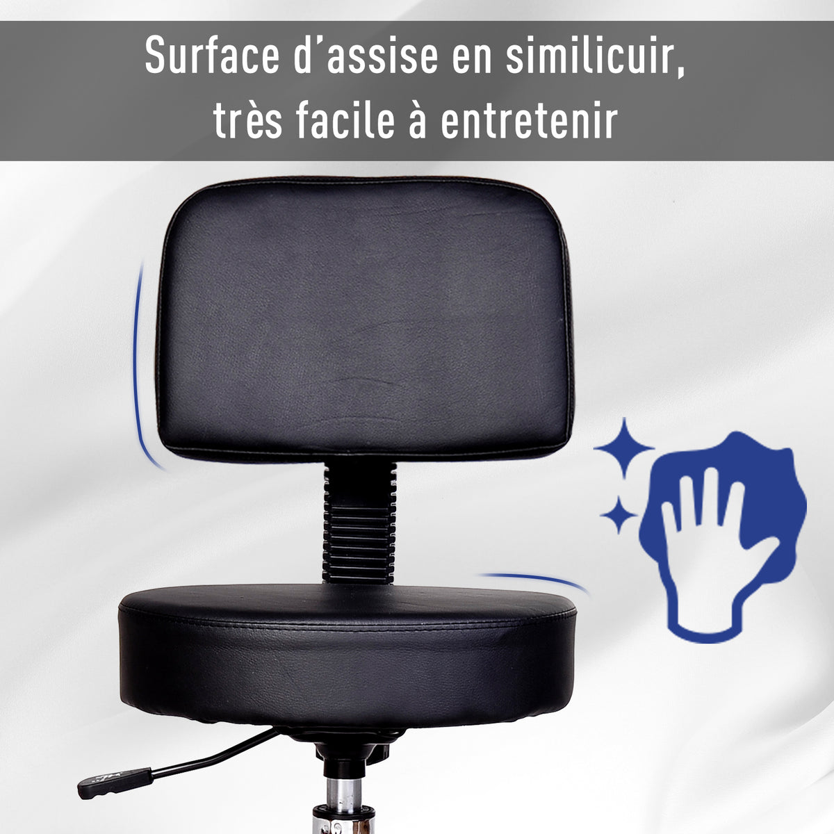 Tabouret massage a roulettes reglable en hauteur pivotant avec dossier ergonomique noir-6