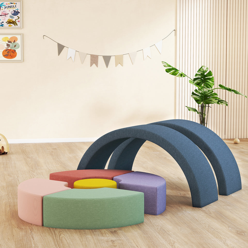 Parcours motricité bébé module motricité bébé 7 pièces avec housse lavable 107 x 107 x 30 cm multicolore-9