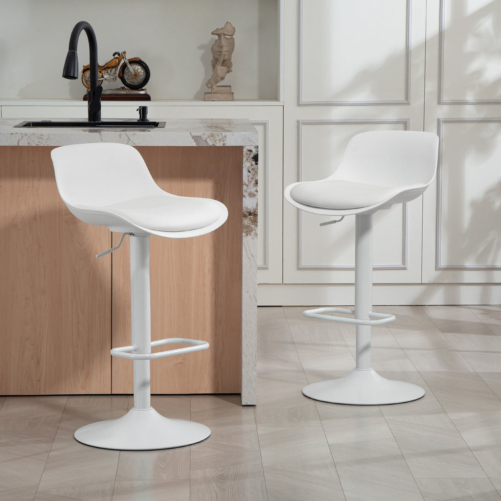 Lot de 2 tabourets de bar, tabourets hauts cuisine avec siège pivotant et hauteur réglable, 43 x 45 x 100 cm, blanc-9