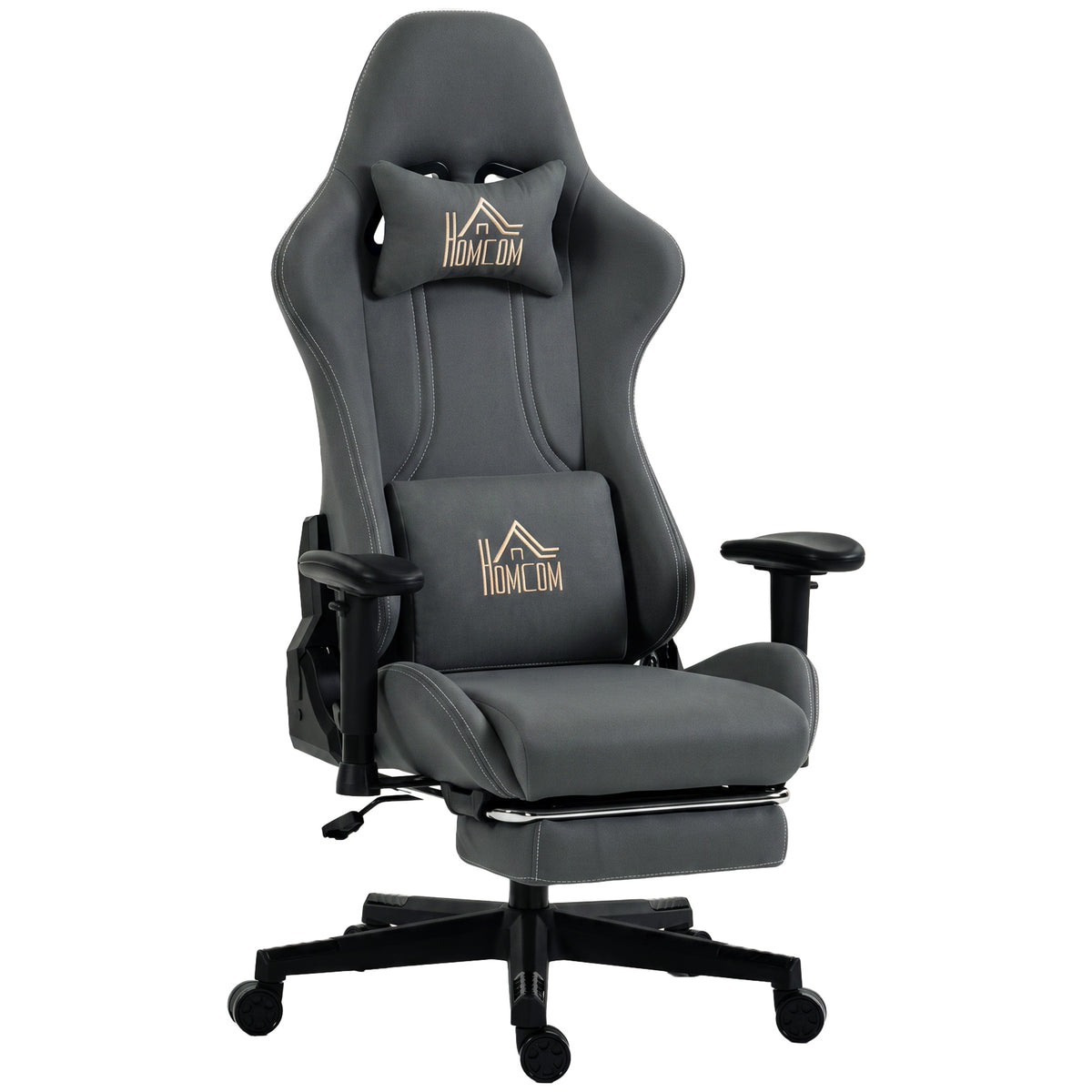 Chaise gaming ergonomique, fauteuil gamer avec accoudoirs 3D, dossier inclinable, hauteur réglable, 72x76x132cm, gris-0