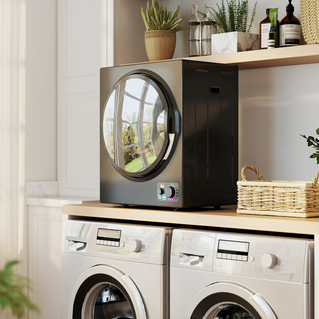 Sèche-linge électrique portable 850W, capacité 33L 4 modes de fonctionnement, acier inoxydable, 49 x 40,5 x 60 cm, noir-1