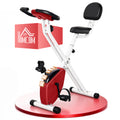 Vélo d'Appartement Pliable Magnétique Cardio-training - Sport Maison avec 8 Niveaux de Résistance et Roulettes - Silencieux Home Trainer avec Capteur de Pouls pour Fitness Homme et Femme, Rouge-0