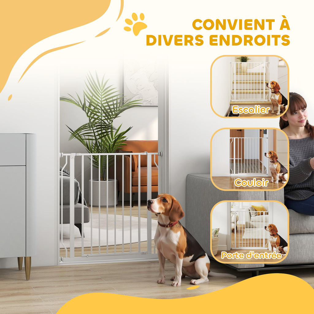 Barrière de sécurité barrière pour animal domestique longueur réglable dim. 75-85L x 76H cm blanc-6