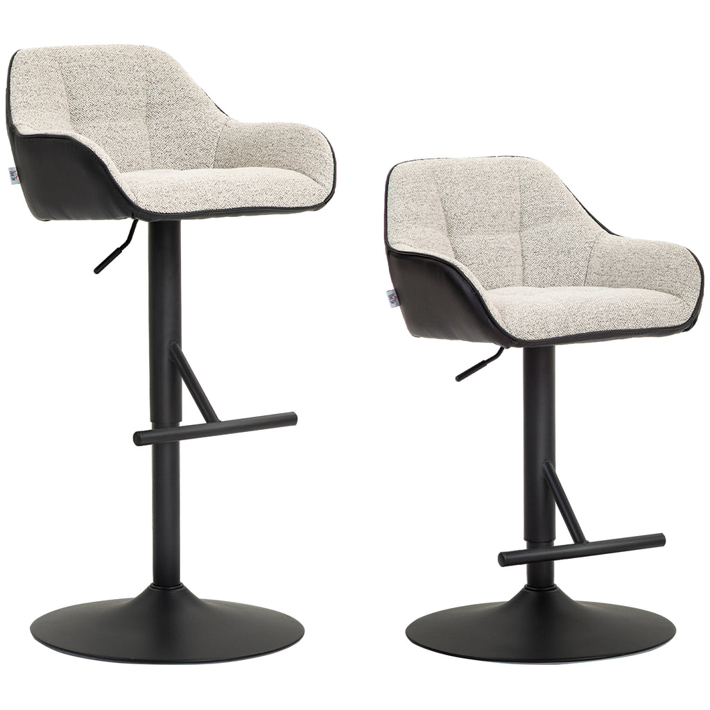 Lot de 2 tabourets de bar chaises de bar hauteur réglable tissu effet lin et base en acier 52,5 x 53 x 86,5-108 cm gris-0