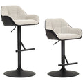Lot de 2 tabourets de bar chaises de bar hauteur réglable tissu effet lin et base en acier 52,5 x 53 x 86,5-108 cm gris-0