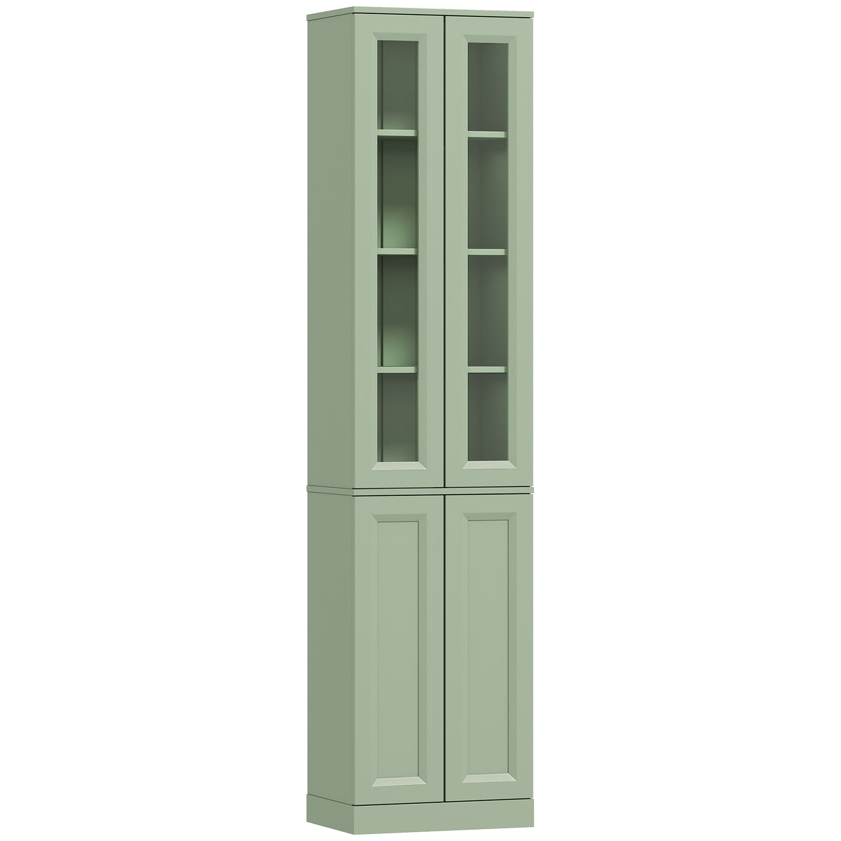 Meuble de Salle de Bain 6 niveaux, Meuble de Rangement avec 4 Portes à Fermeture Douce et Étagères Réglables, Vert-0