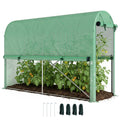 Serre de jardin PE, serre de balcon, bâche renforcée 140 g/m², châssis en acier, porte zippée enroulable, pour légumes plantes fleurs, intérieur et extérieur, 300 x 100 x 200 cm, vert-0