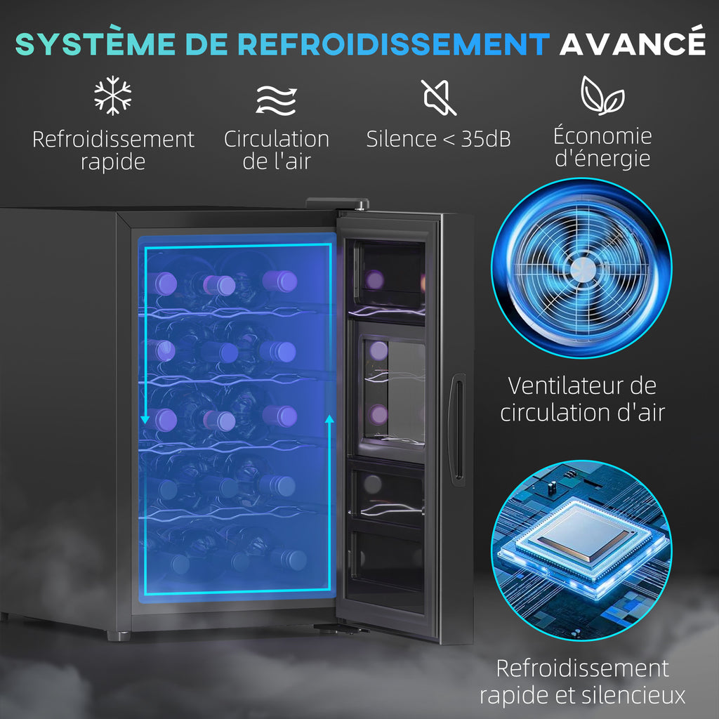 Cave à vin, 15 bouteilles, 39L, Réfrigérateur pour boissons, éclairage LED, température réglable 8-18℃-3