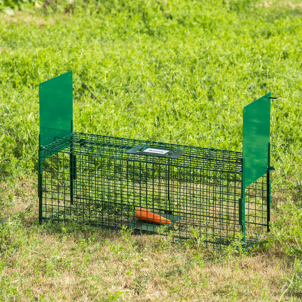 Cage attrape animaux nuisibles acier 2 entrées dim. 80 x 25 x 30 cm vert foncé-9
