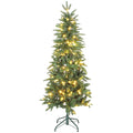 Sapin de Noël artificiel 150 cm, arbre de Noël slim avec 150 lumières 8 modes d'éclairage 431 branches articulées, vert-0