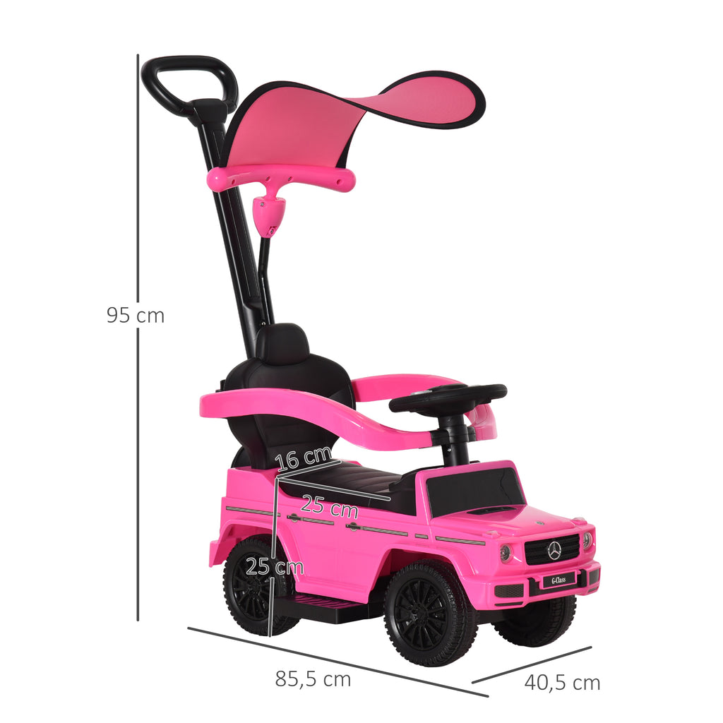 Porteur Enfants Voiture Enfant Multi-équipée 12-36 Mois klaxon Marche-Pieds, Garde-Corps et ombrelle Rose-2