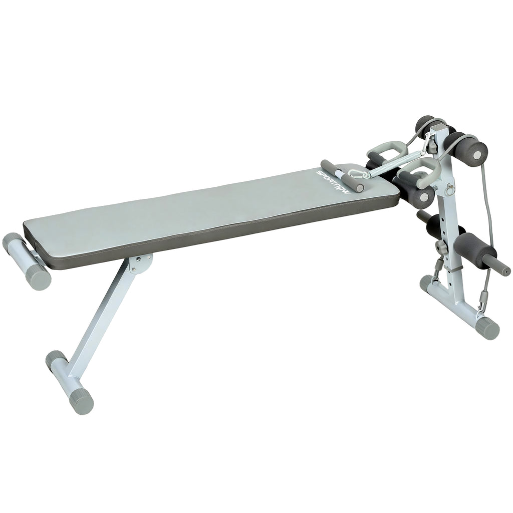 Banc de Musculation Multifonction, Banc Plat Réglable avec Siège à 3 Niveaux, 141 x 52 x 54-71 cm, Bleu et Blanc-0