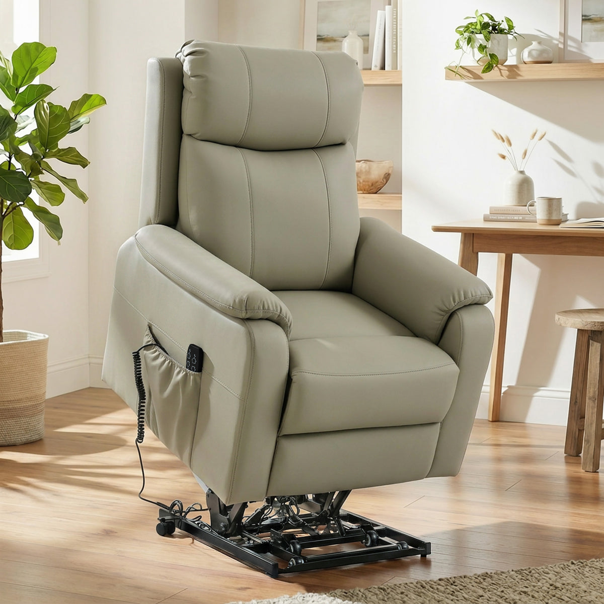 Fauteuil releveur électrique, fauteuil relax électrique, double moteur, dossier inclinable, 87x96x105cm, crème-1