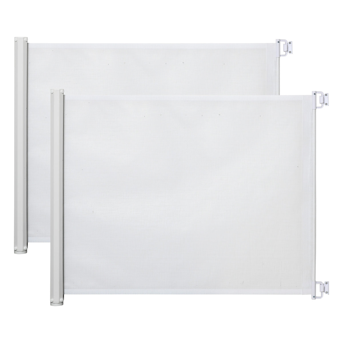 Lot de 2 barrières de sécurité barrière animaux rétractable automatique 1,15L x 0,83H m textilène acier blanc-0