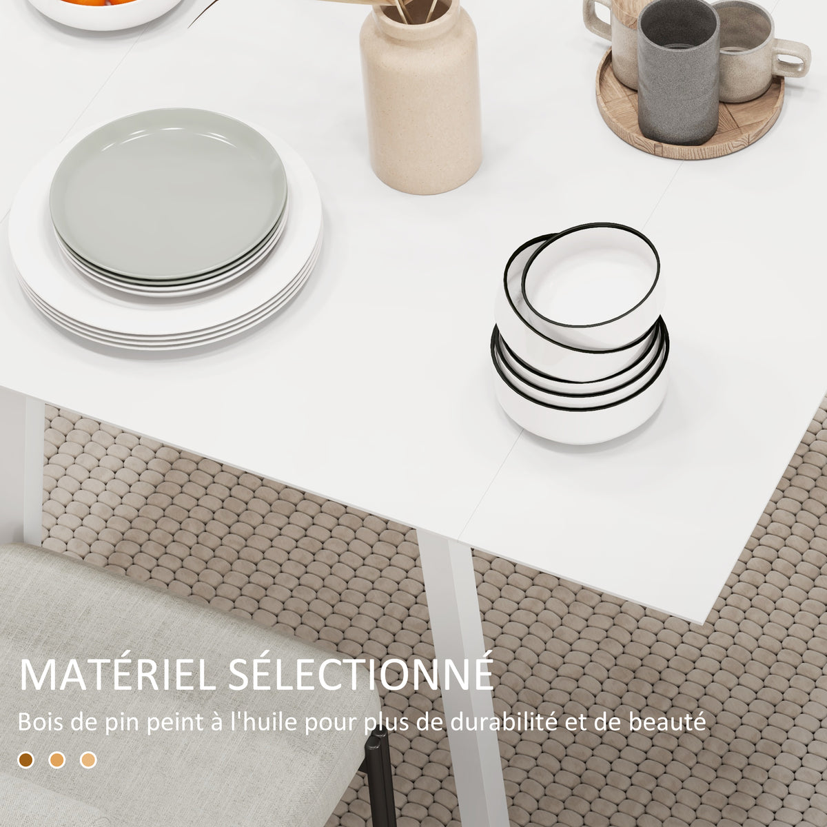 Table de cuisine pliable table à manger pliante avec plateau rabattable en bois pour 2 à 4 personnes blanc-4