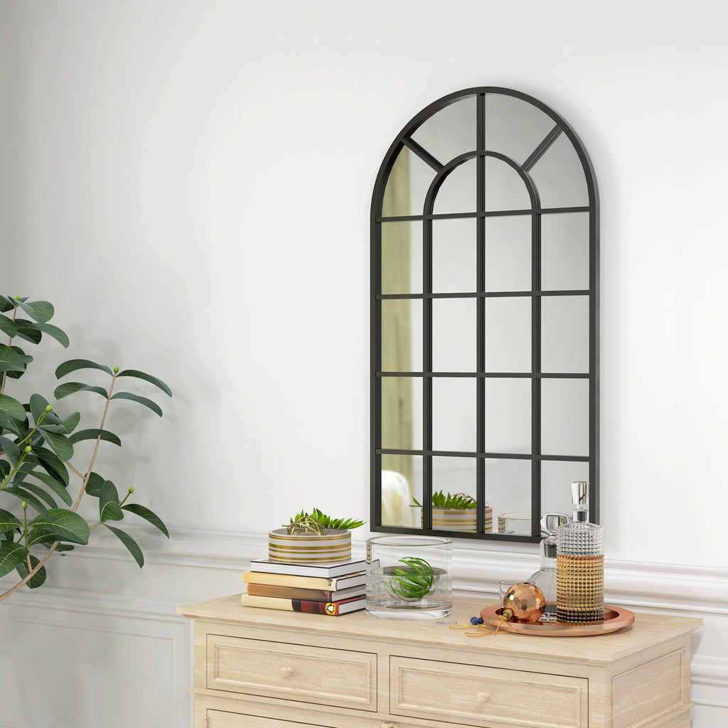 Miroir verrière arche style industriel fenêtre arcade métal 110 x 65 cm noir-9