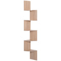 Étagère d'angle Murale de Rangement Forme Zigzag 20L x 20l x 126H cm 5 Niveaux Bois chêne Clair-0