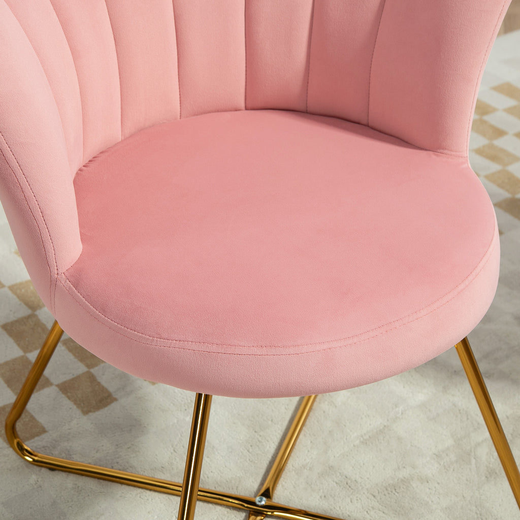 Fauteuil coquillage chaise coiffeuse fauteuil en velours fauteuil de salon avec pieds en acier 69 x 64 x 80 cm rose-8