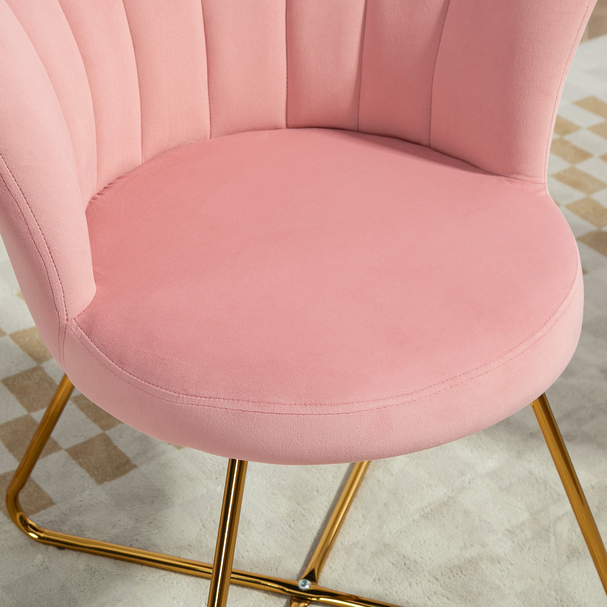 Fauteuil coquillage chaise coiffeuse fauteuil en velours fauteuil de salon avec pieds en acier 69 x 64 x 80 cm rose-8