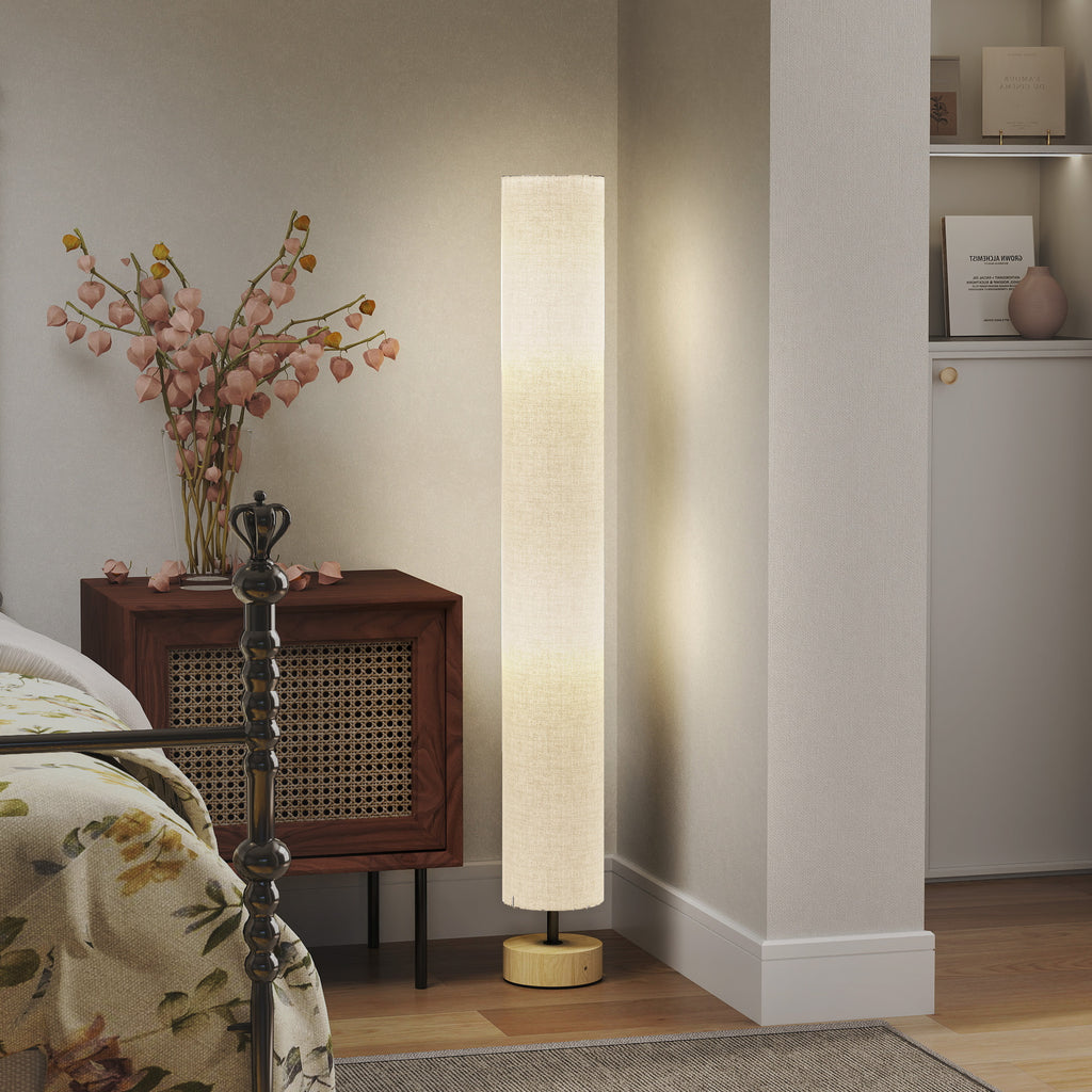 Lampadaire sur pied de salon avec abat-jour en lin, interrupteur à pied, 2 x douille E27, 120 cm, gris-9