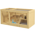Cage Hamster Habitat pour Rongeurs Souris Plusieurs Niveaux Plateformes Échelle Balançoires 100 x 50 x 50 cm Naturel-0