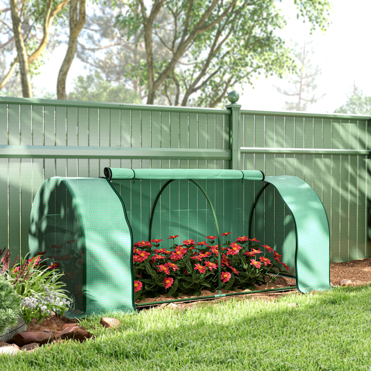Serre de jardin mini serre serre à tomates 2 x 1 x 0,8 m porte zippée bâche PE acier vert-8