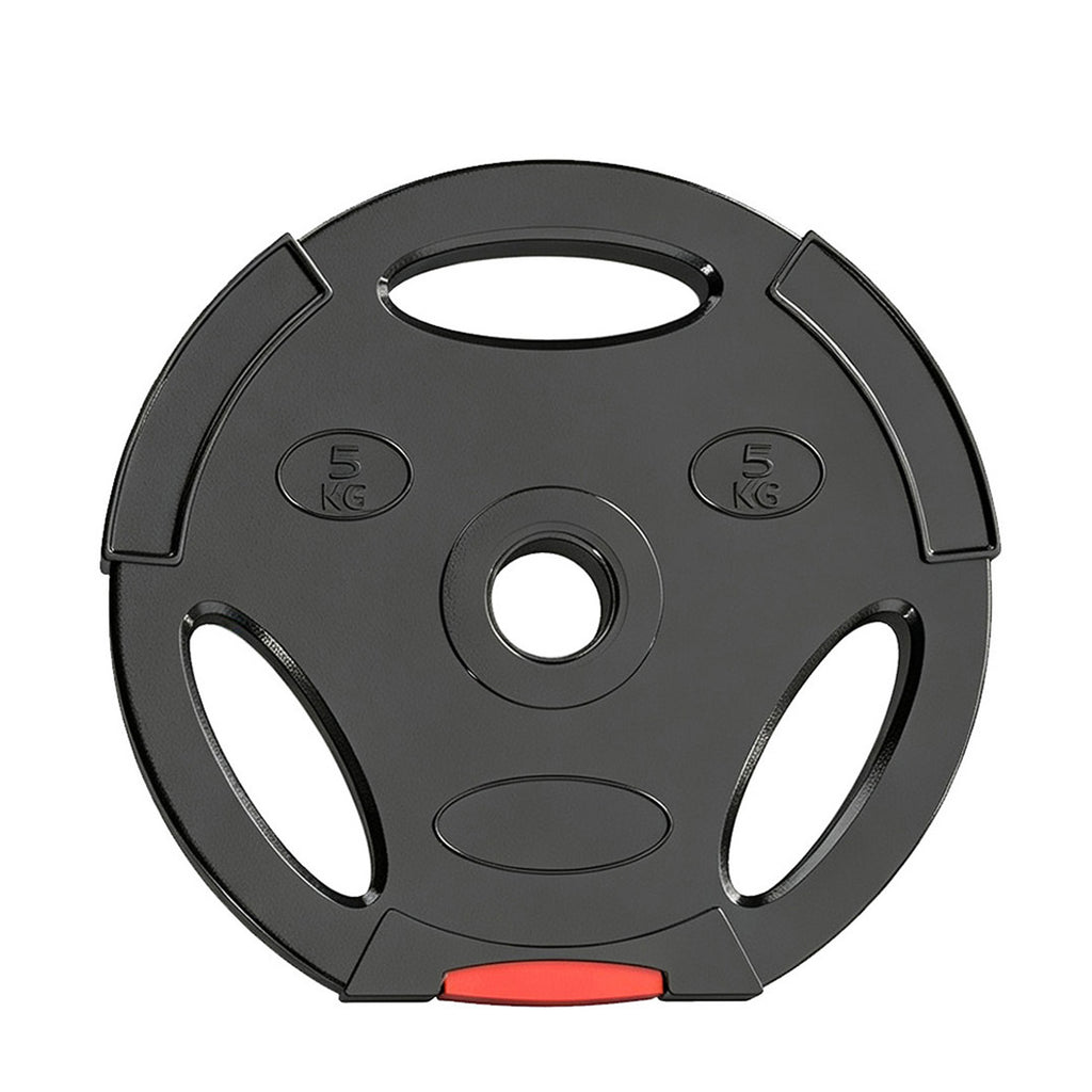 Disques de poids, plaques de poids 2 x 5 kg et 2 x 2,5 kg, à trois poignées avec trous de Ø 25 mm, noir-8