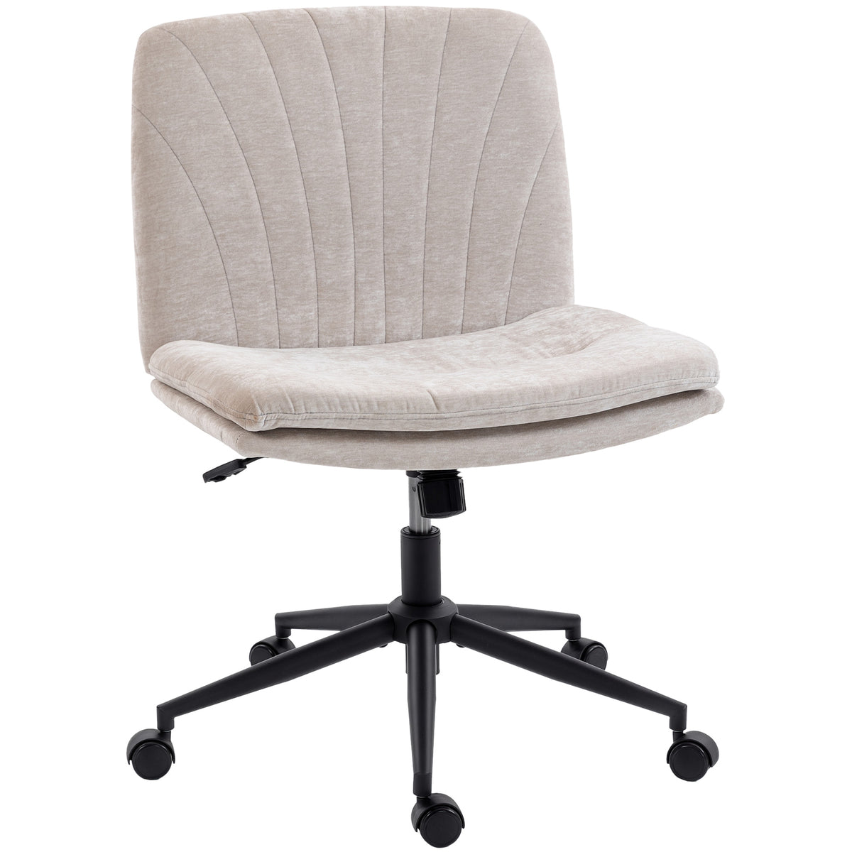 Chaise de bureau sans accoudoirs, fauteuil de bureau en chenille, hauteur réglable, 62 x 67 x 83-93 cm, beige-0