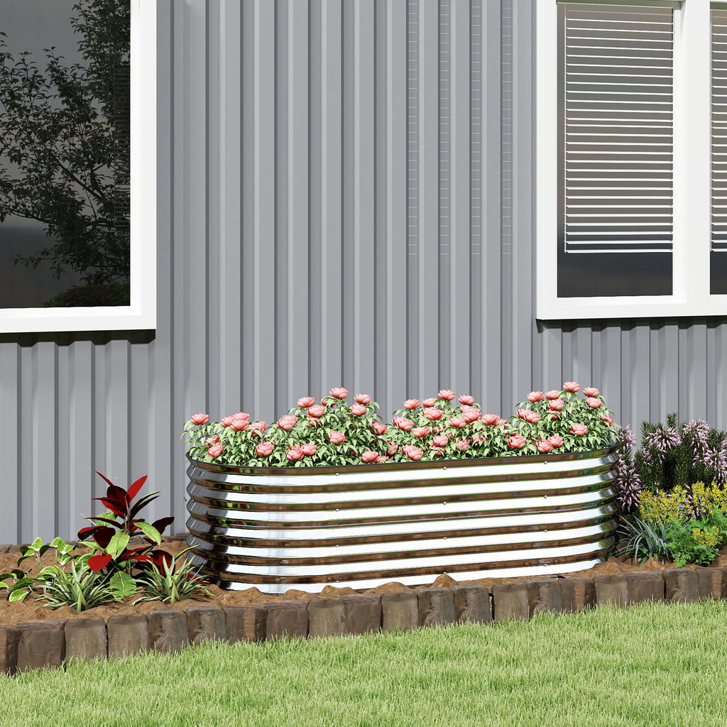 Carré potager de jardin potager surélevé, résistant à la rouille en acier galvanisé 160 x 80 x 56 cm argent-9