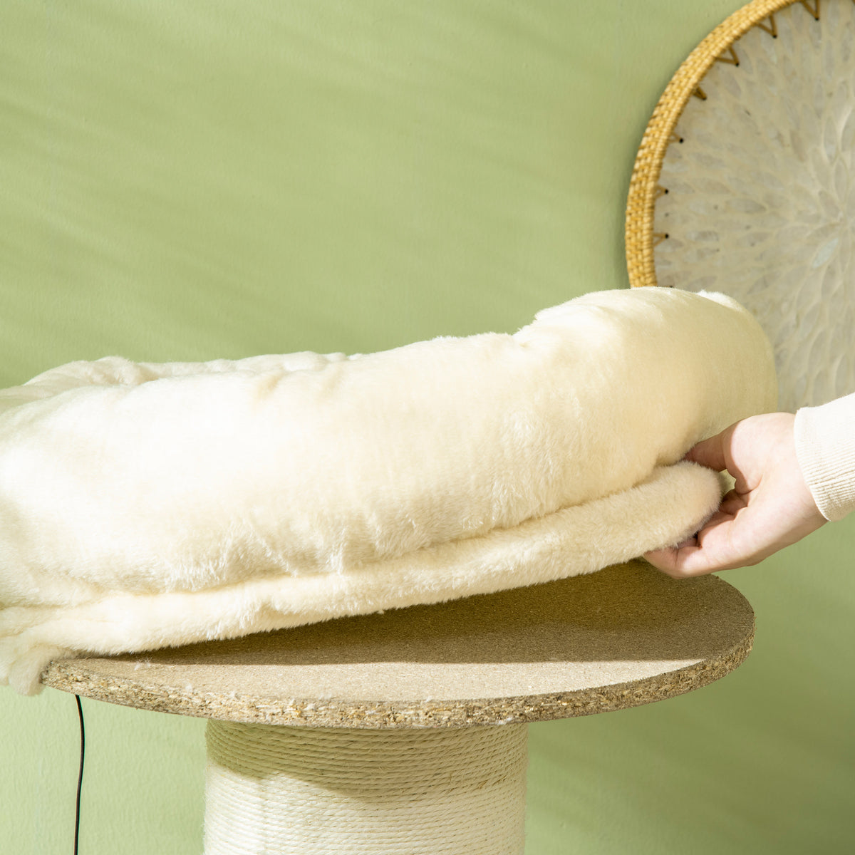 Arbre à chat griffoir sisal naturel 2 plateforme panier observation jeu boule suspendue peluche beige-7