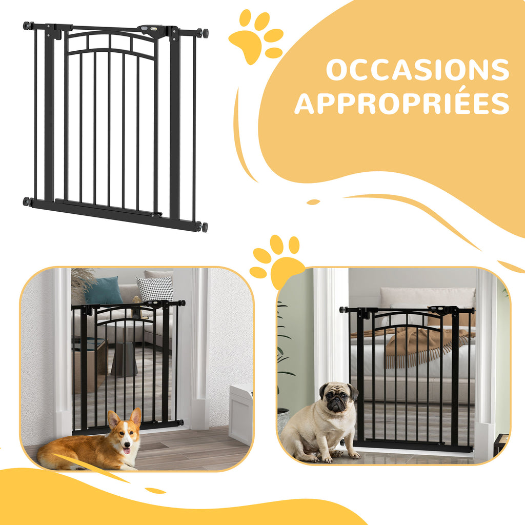 Barrière de sécurité pour chien barrière d'escalier extensible double verrouillage 74-80 x 76 cm noir-7