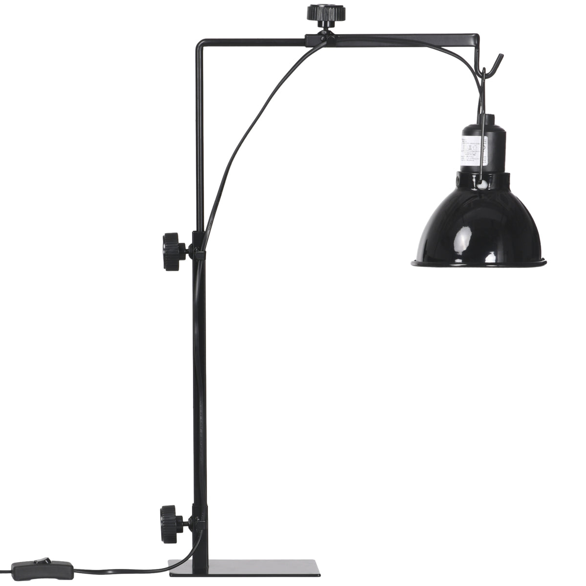 Support de lampe chauffante pour reptiles hauteur et largeur réglables pour amphibiens base en acier 32 x 9 x 67 cm noir-0