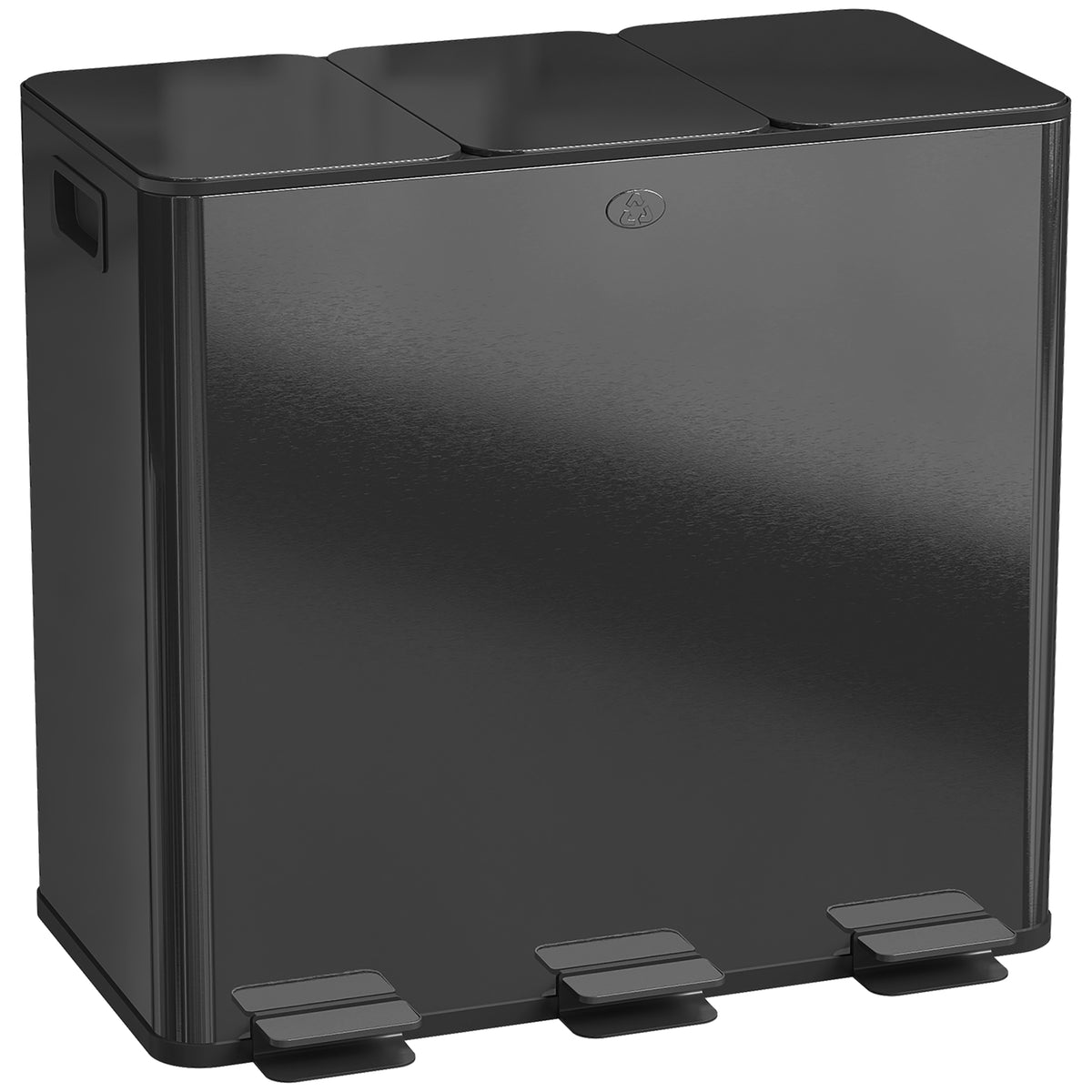 Poubelle de cuisine, poubelle tri sélectif, 3 compartiments de 20L, seaux intérieurs amovibles, 61,9x36,6x56,7cm, noir-0
