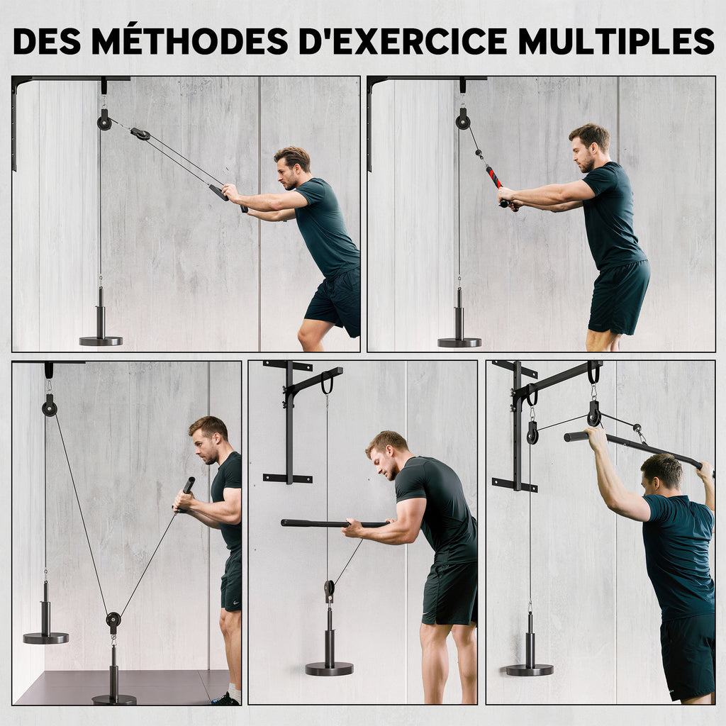 Poulie musculation maison, cable machine musculation exercices de flexion des biceps, des triceps et des bras-3