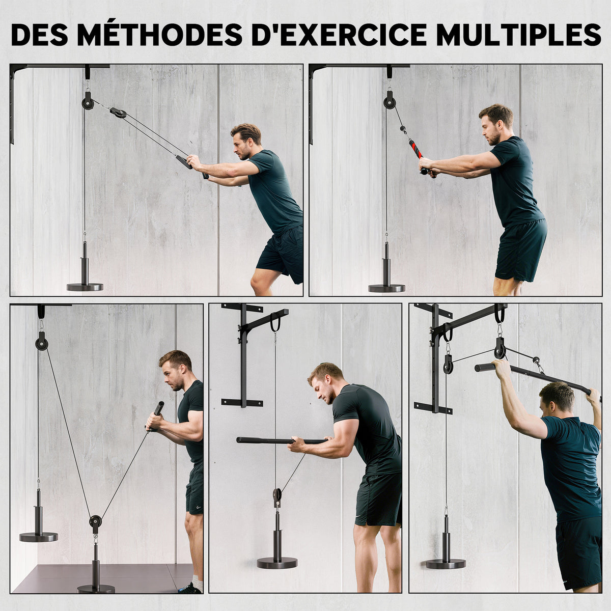 Poulie musculation maison, cable machine musculation exercices de flexion des biceps, des triceps et des bras-3