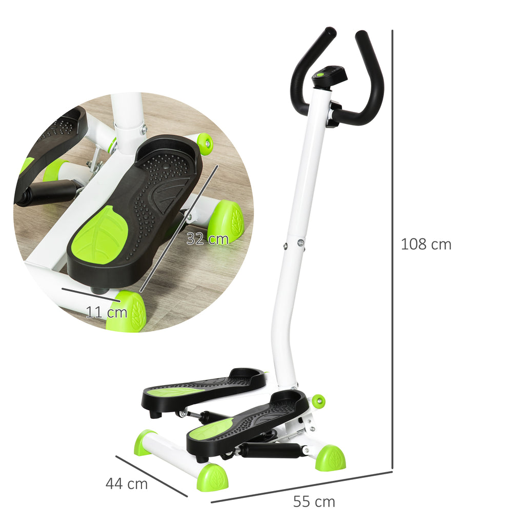 Stepper avec Guidon, Stepper Twist, Écran LCD, Résistance Réglable, Exercice Hanches, Jambes, Lombes, pour Maison, Acier, Blanc, Vert, Noir-2