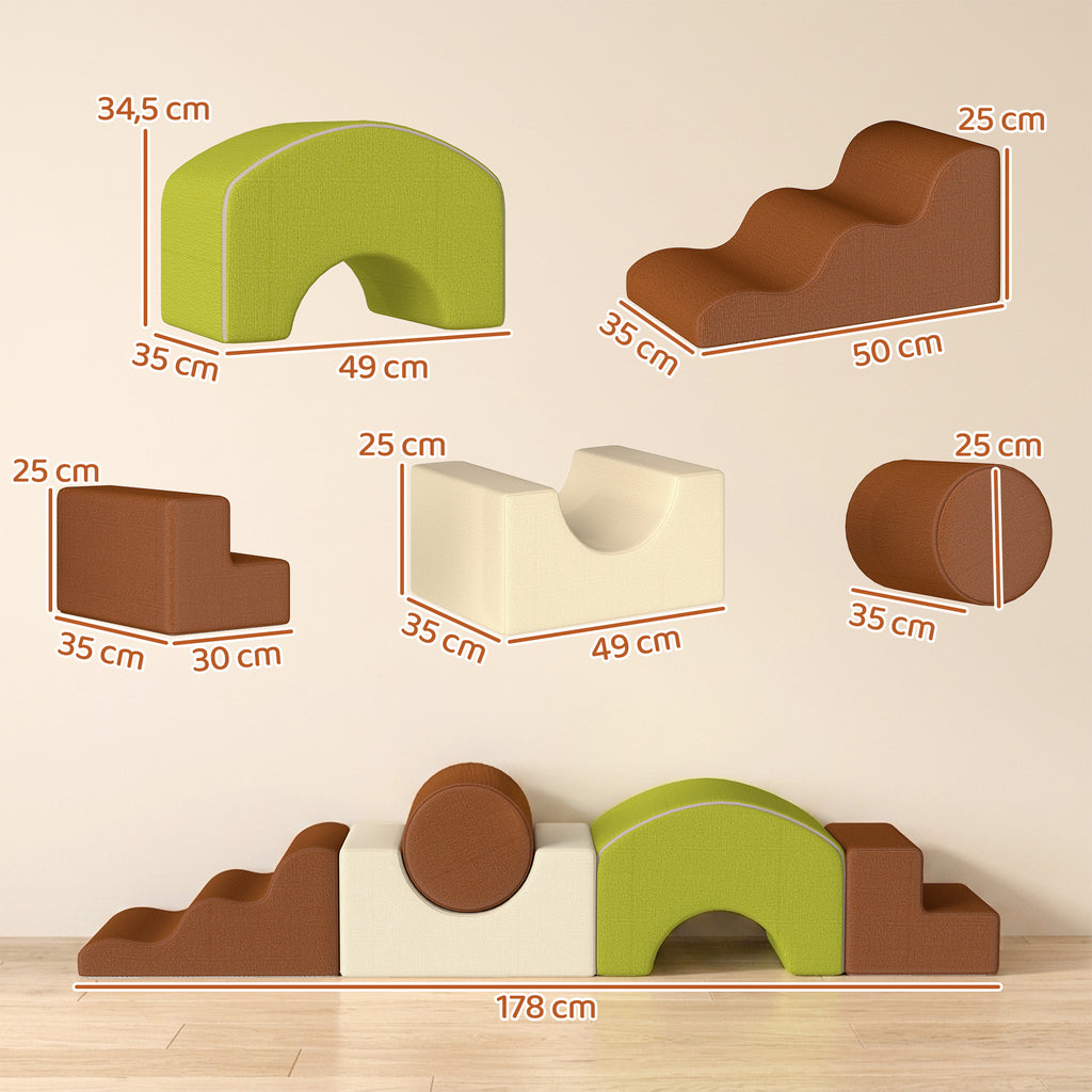 Parcours motricité bébé 5PCS, module en mousse souple avec housse en velours côtelé, multicolore-2