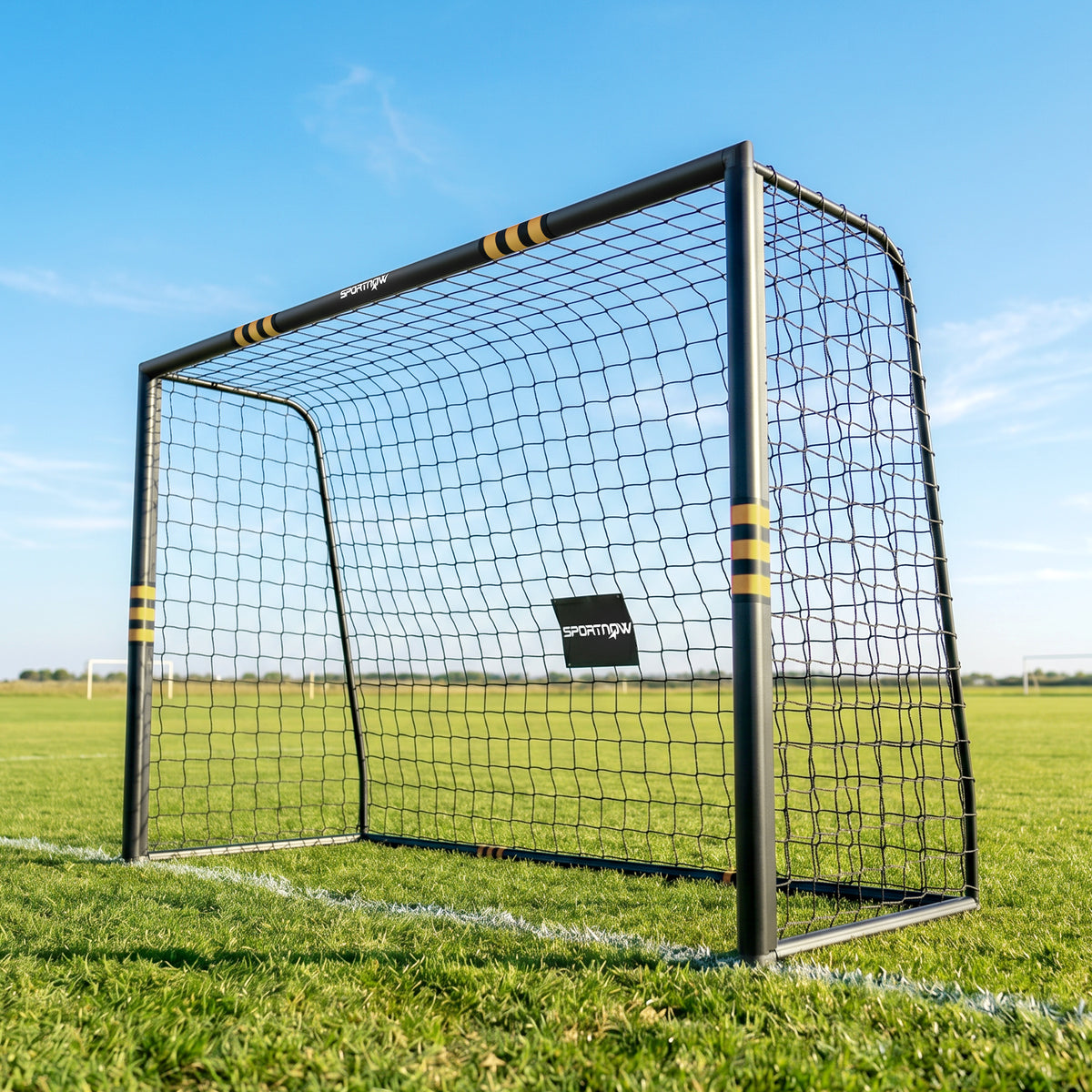 But de Football pour Enfant et Adulte 3 x 2 m, Envoloppé Mousse de Protection, 7 Piquets de Sol, Filet en PE, Jaune-1
