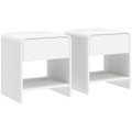 Lot de 2 tables de chevet, table d'appoint moderne avec compartiment ouvert et tiroir, 40 x 35 x 45 cm, blanc-0