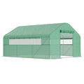 Serre de jardin 4 x 3 x 2m avec portes enroulables et grandes fenêtres, serre tunnel de jardin, vert-0