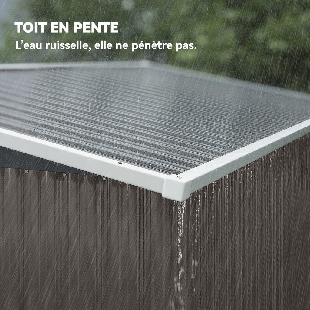Abri de jardin en métal cabane jardin extérieure triple porte verrouillable toit incliné aérations 234x132x185cm gris-5