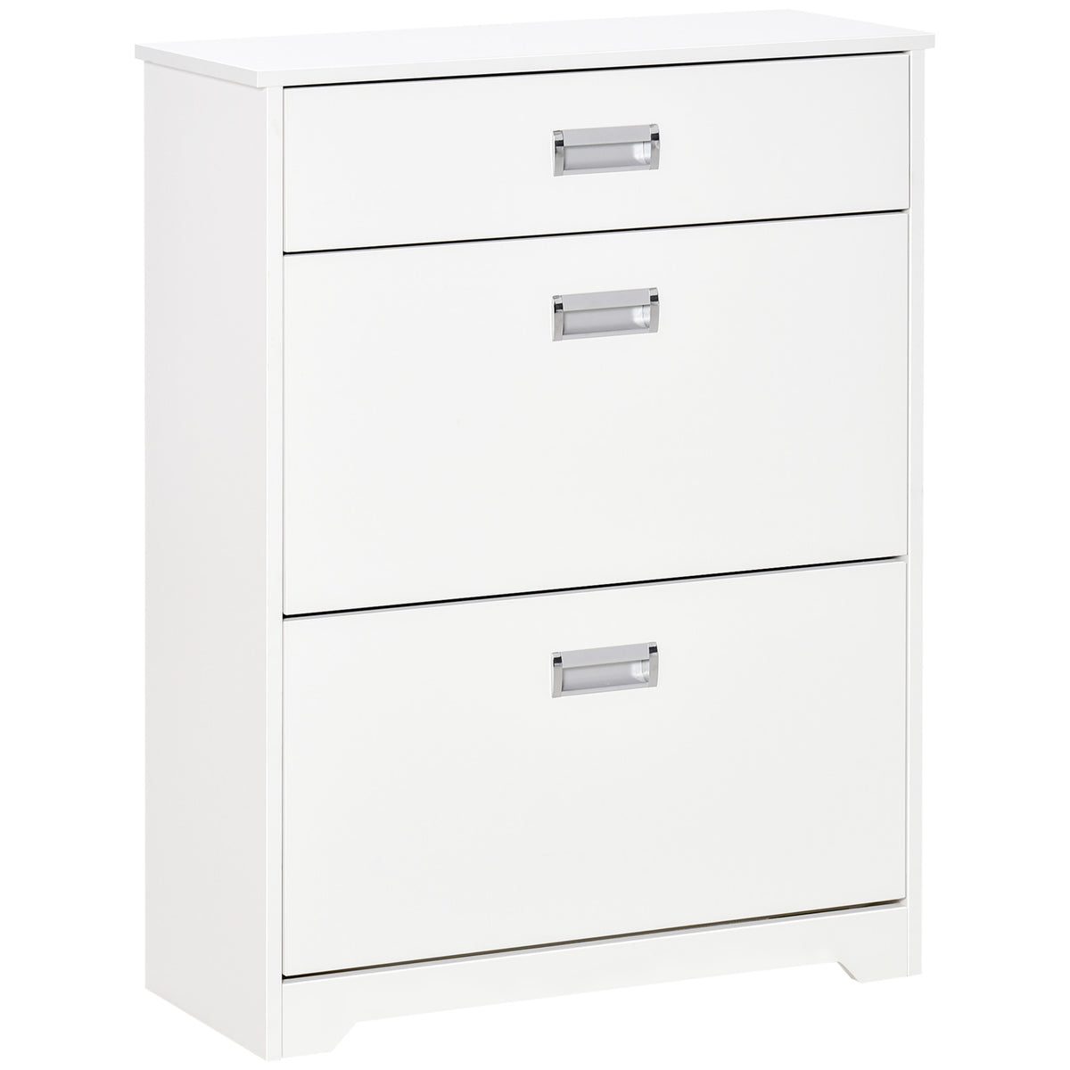 Meuble à chaussures avec 2 tiroirs rabattables étagère réglable + 1 tiroir  jusqu'à 16 paires 70L x 29l x 92H Blanc-0