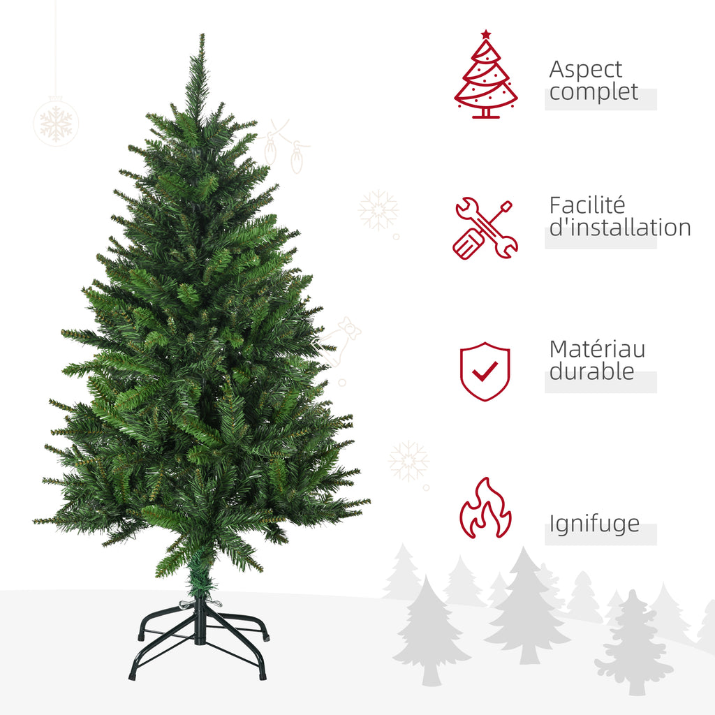 Sapin de Noël artificiel avec 310 branches support en acier socle pliable en acier hauteur 120 cm vert-3